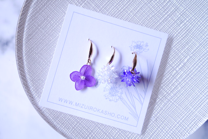 水色花匠 MIZUIROKASHO 紫のお花アクセサリー