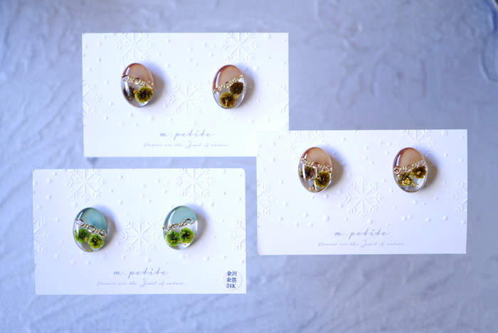 m.pepite　お花のドロップイヤリングとポニーフック