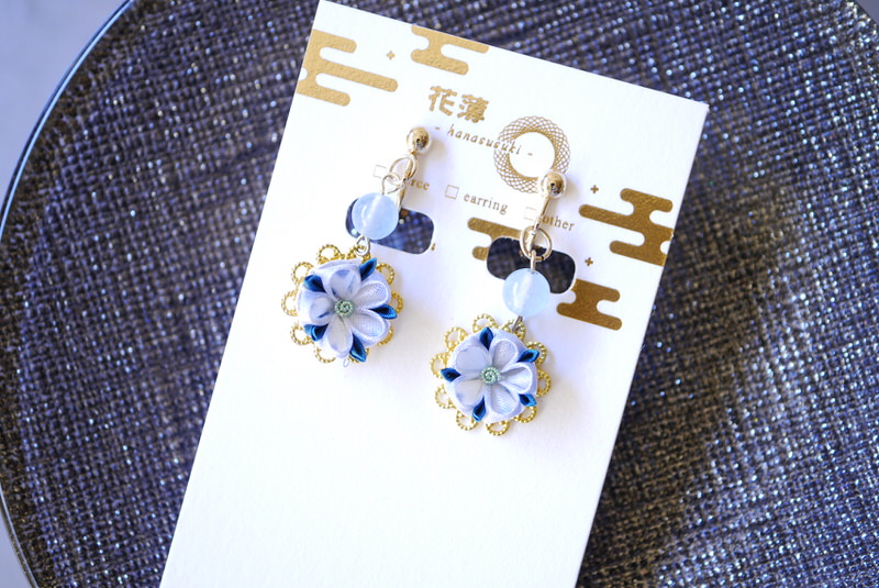 花薄 -hanasusuki- お花のつまみ細工イヤリング&ピアス
