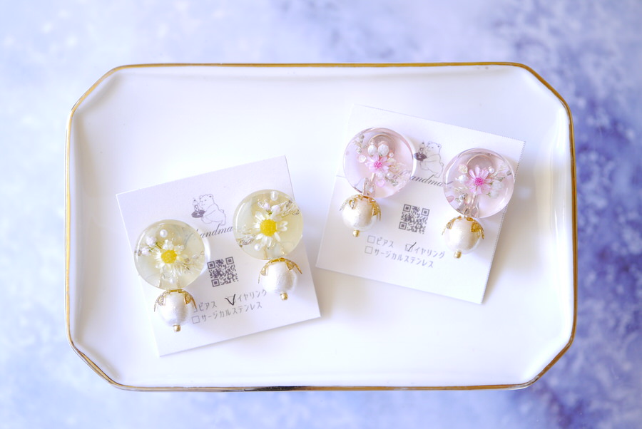 koharubiyori&if.handmade　お花のイヤリングとピアス