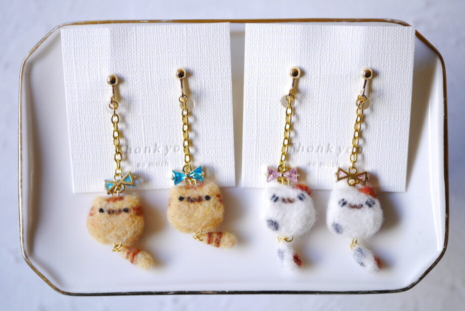 みゃあぼし×３１さん　まあるいねこイヤリングのご紹介
