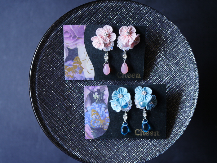 つまみ細工 Cheenさん つまみ細工のお花アクセサリーのご紹介
