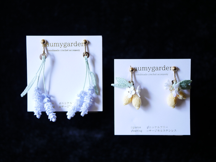 haumygardenさん ふたごレモンとラベンダーのイヤリングのご紹介