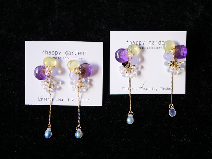 *happy garden*さん　ビオラのピアス＆イヤリングのご紹介