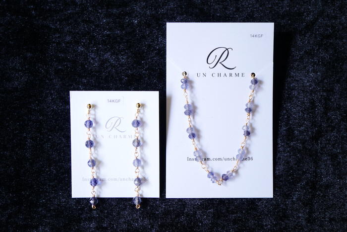 UN CHARMEさん アイオライトのロングピアス&ブレスレットのご紹介