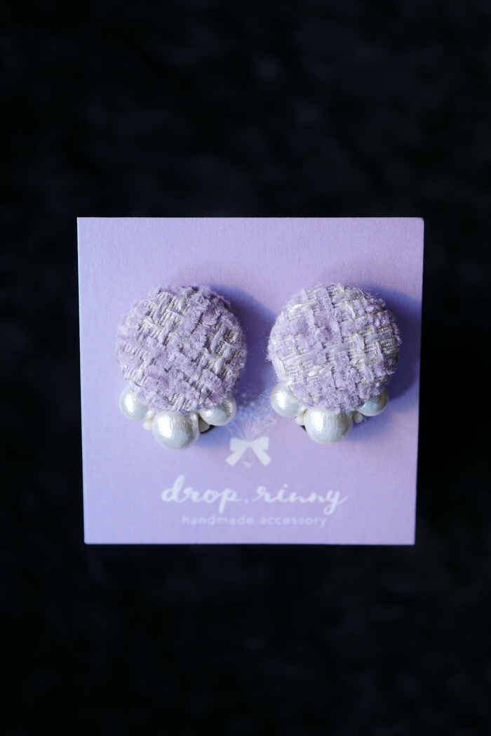 drop.rinnyさん　くるみボタンとリーフイヤリングのご紹介