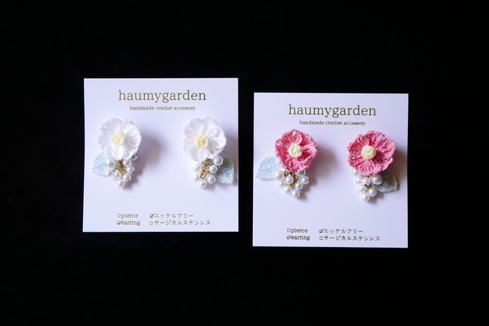 haumygardenさん 椿イヤリングとブローチのご紹介