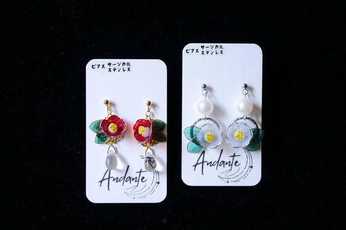 Andanteさん　春のピアスとヘアクリップのご紹介