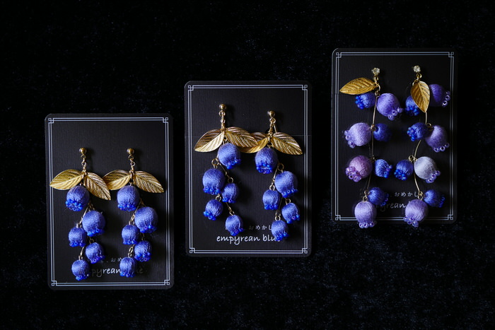 imapan ima_pan ブルーベリー イヤリング ハンドメイド 新着作品】empyrean blueさん 巻き玉のブルーベリーイヤリングのご紹介