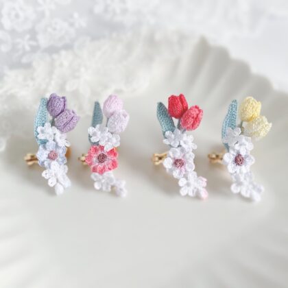 さ小さなお花のイヤーカフ チューリップとアネモネ